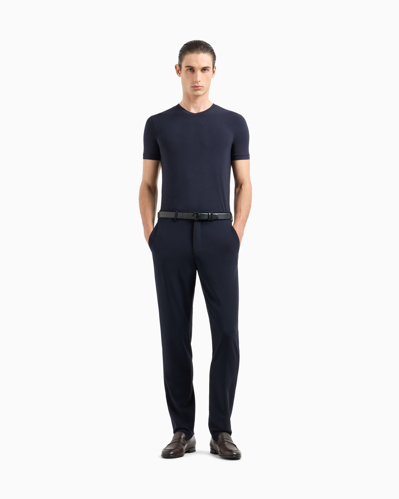 STRETCH VISCOSE JERSEY, V-NECK ICON T-SHIRT - 2