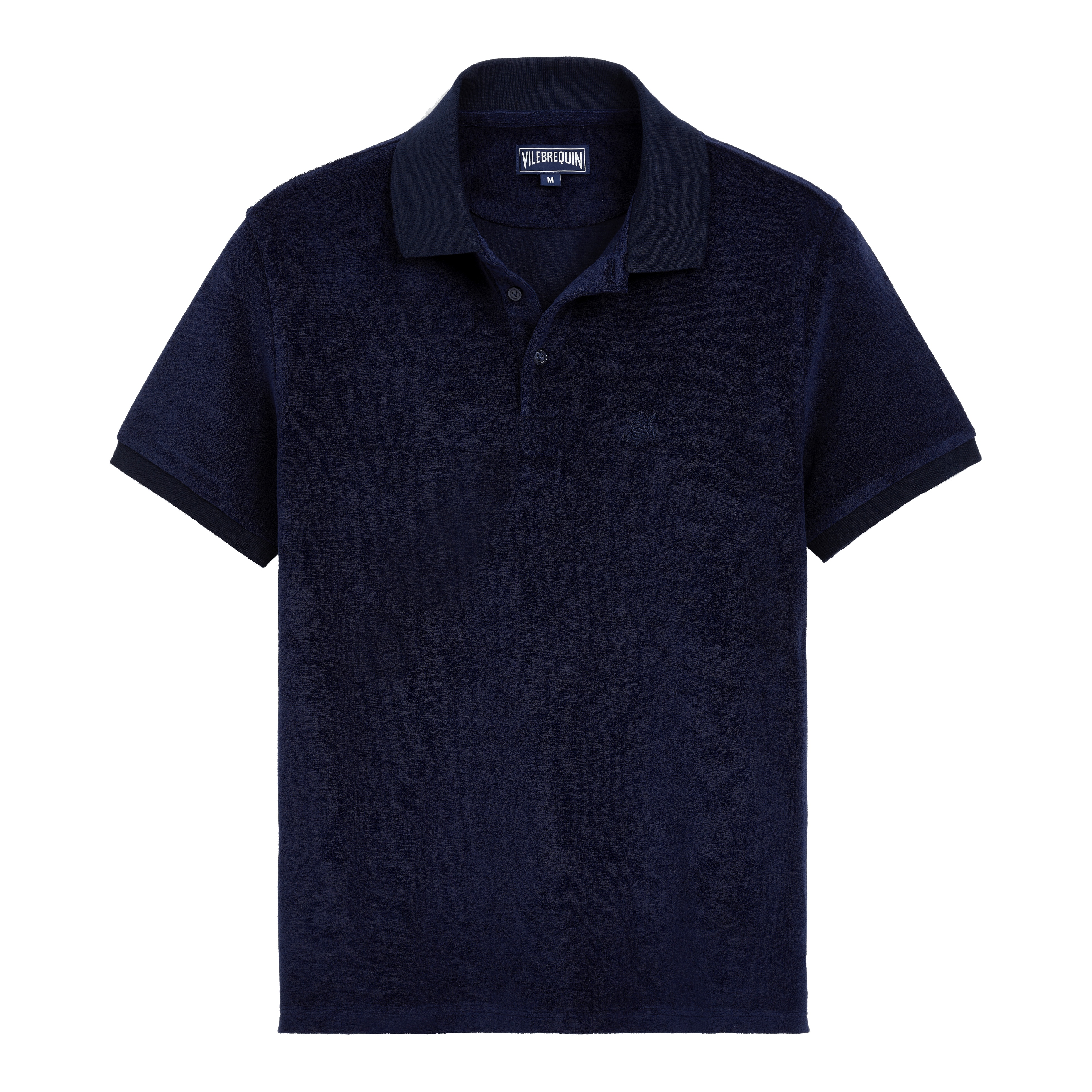 Men Terry Cloth Polo Shirt Solid - 1