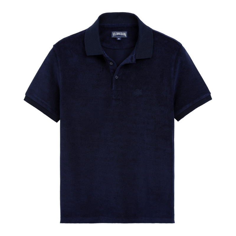 Men Terry Cloth Polo Shirt Solid 1