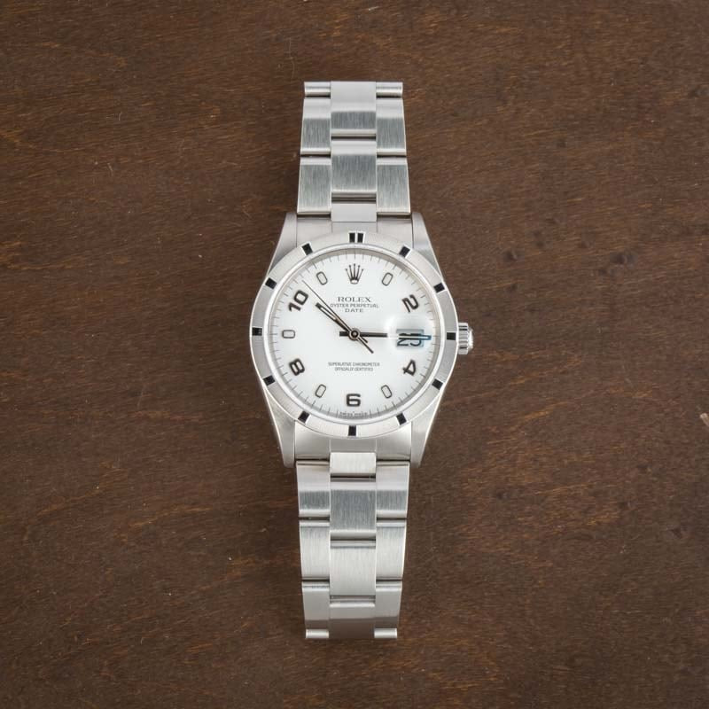 Rolex Date 15210 White Arabic Dial - 5
