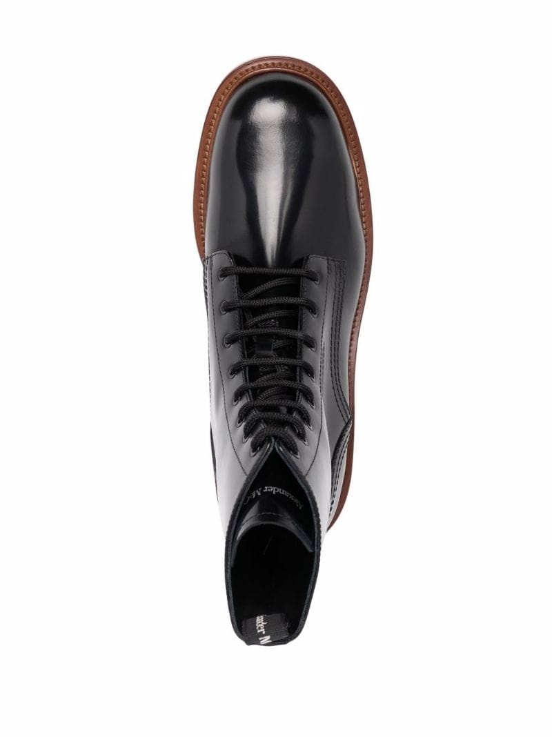 patent-leather lace-up boots - 6