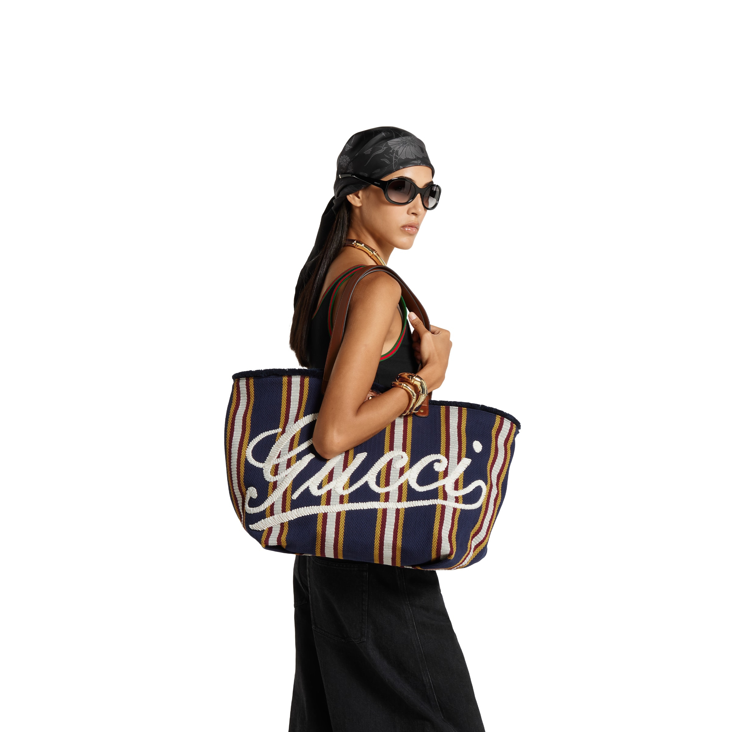Large embroidered canvas tote bag - 4