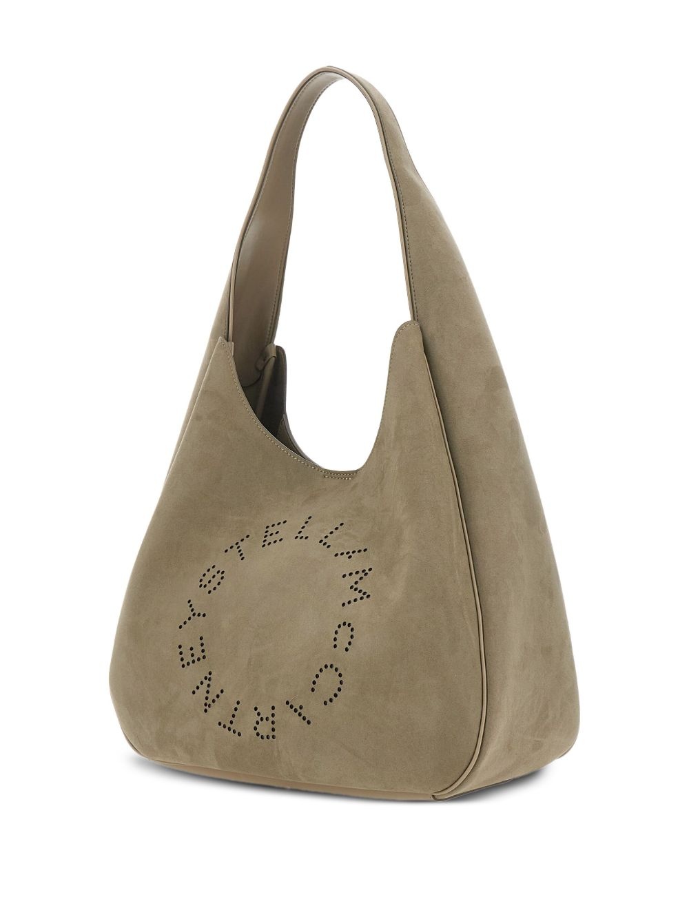 large logo-perforated suede shoulder bag - 2