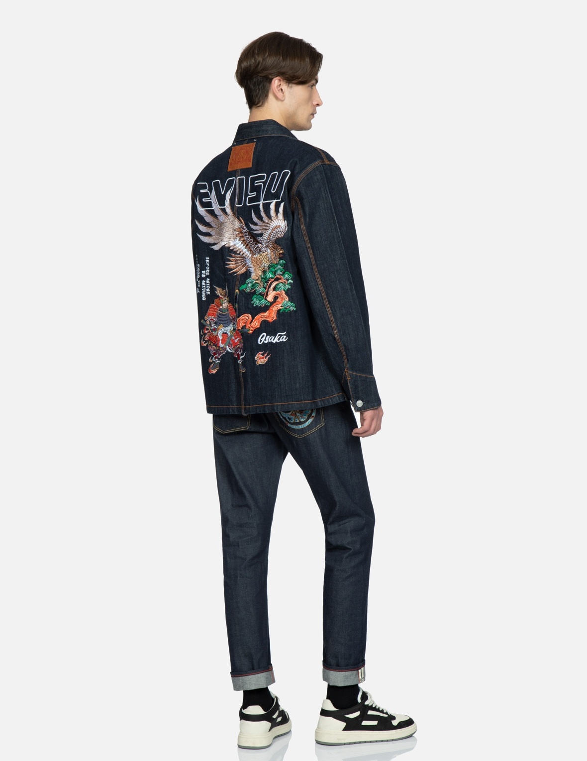 EAGLE AND SAMURAI EMBROIDERY RETRO DENIM JACKET - 3