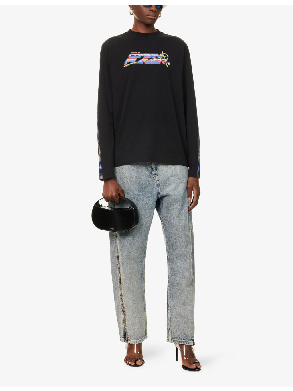 Slogan-Print Long-Sleeve Cotton-Jersey T-Shirt - 2