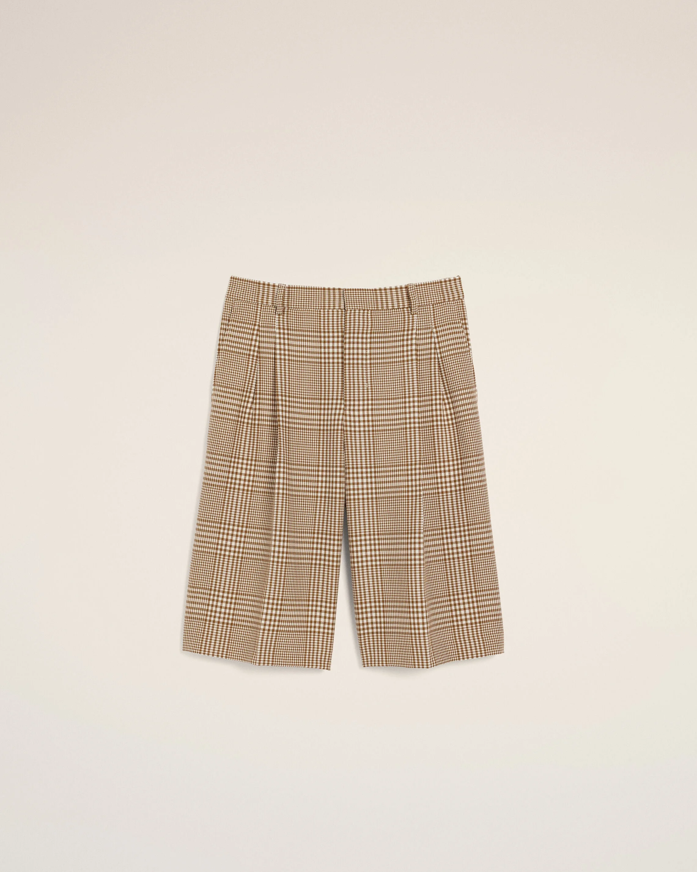 BROWN WOOL PRINCE OF WALES CHECKERED SHORTS - 1