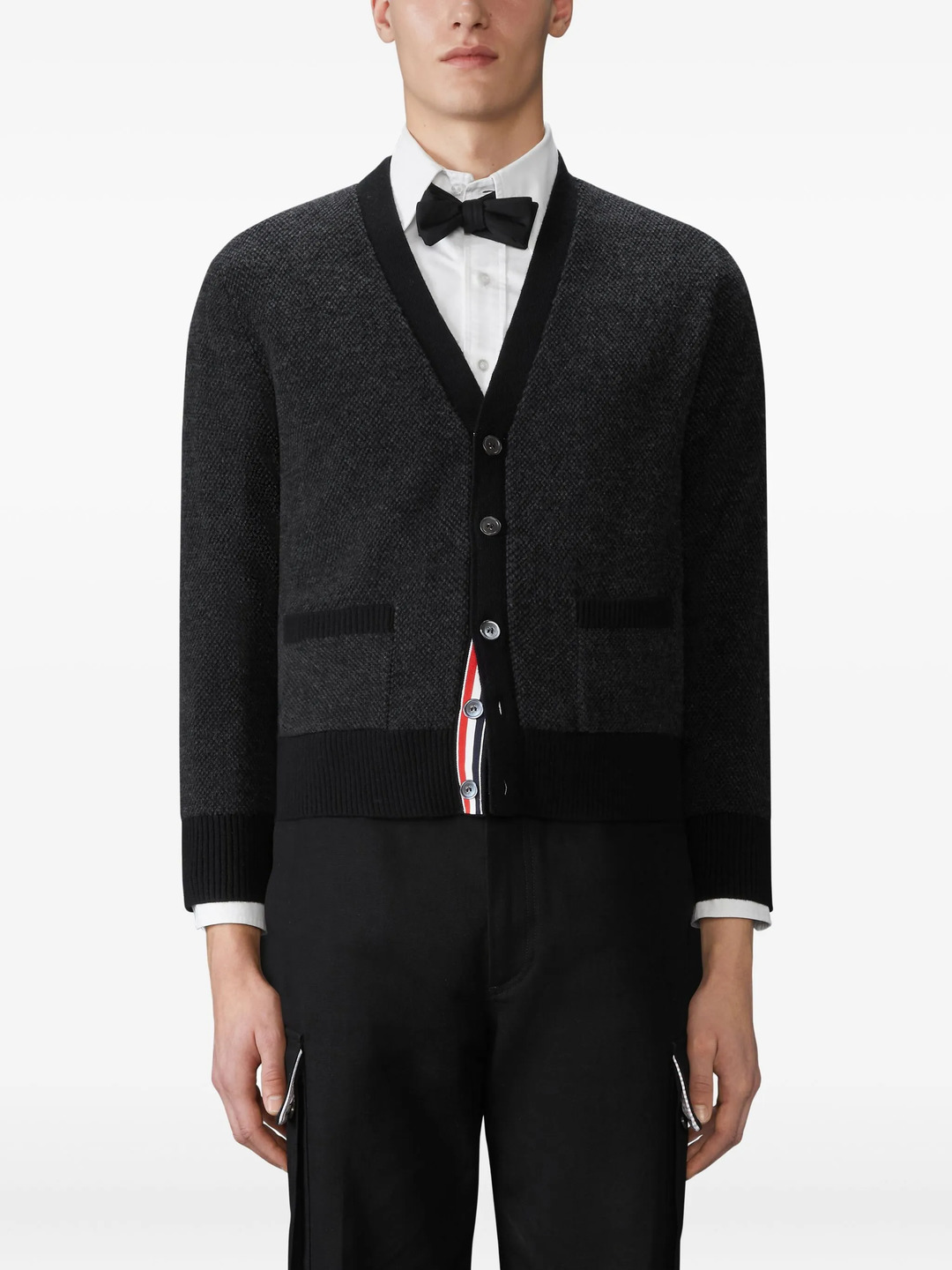 Textured Stitch V Neck Cardigan - 3