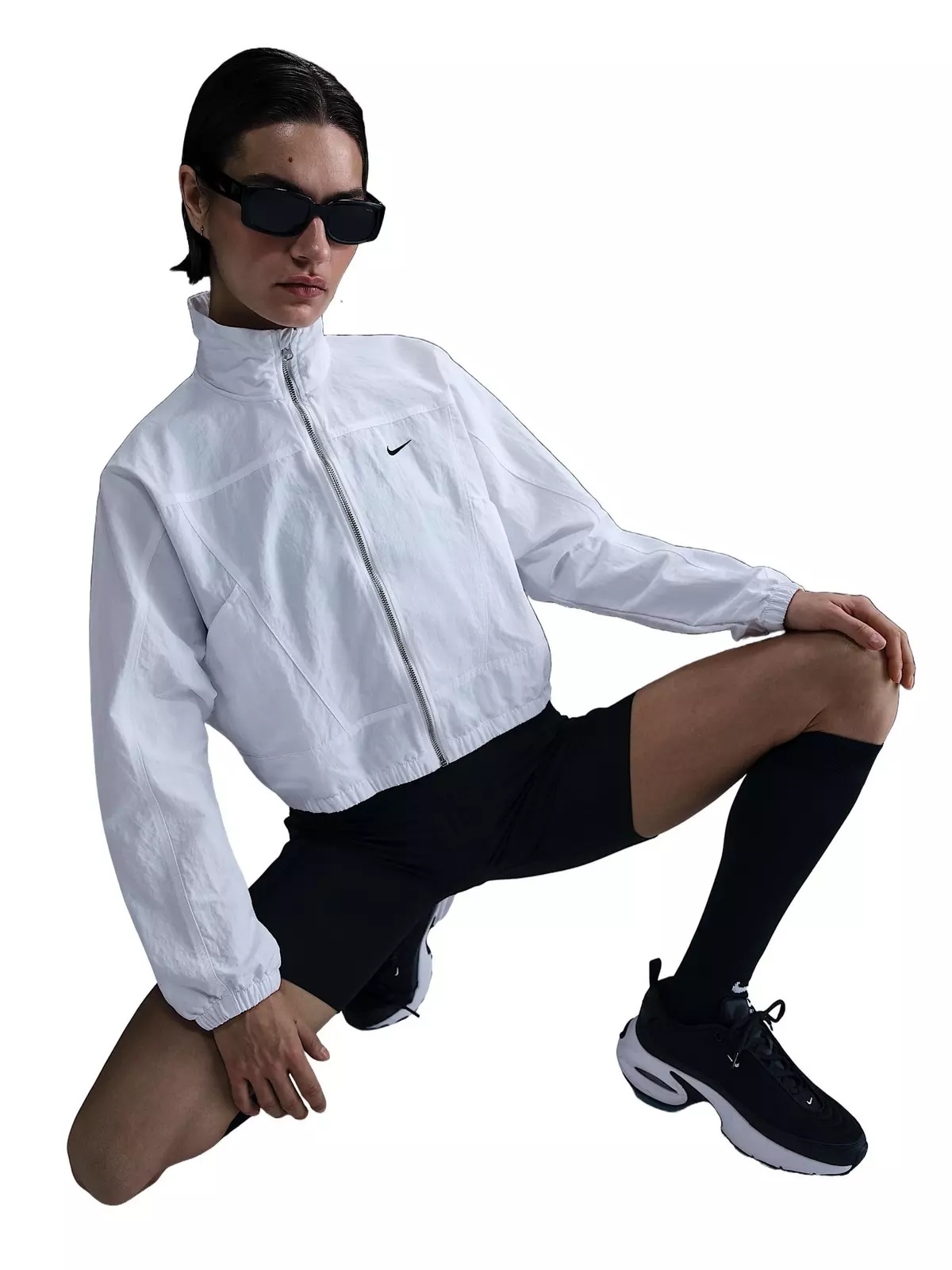 Women's Sportswear Everything Woven Oversized Repel UV Protection Jacket -White/Black - 3