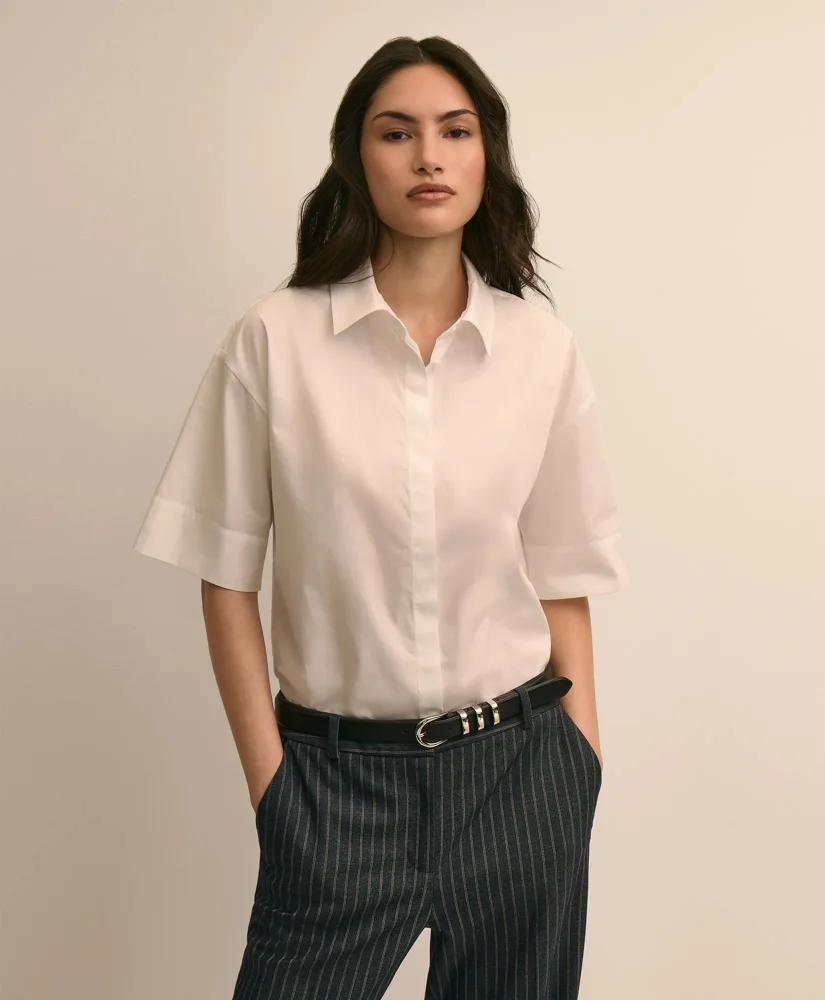 Cotton Short-Sleeve Drop-Shoulder Shirt - 1