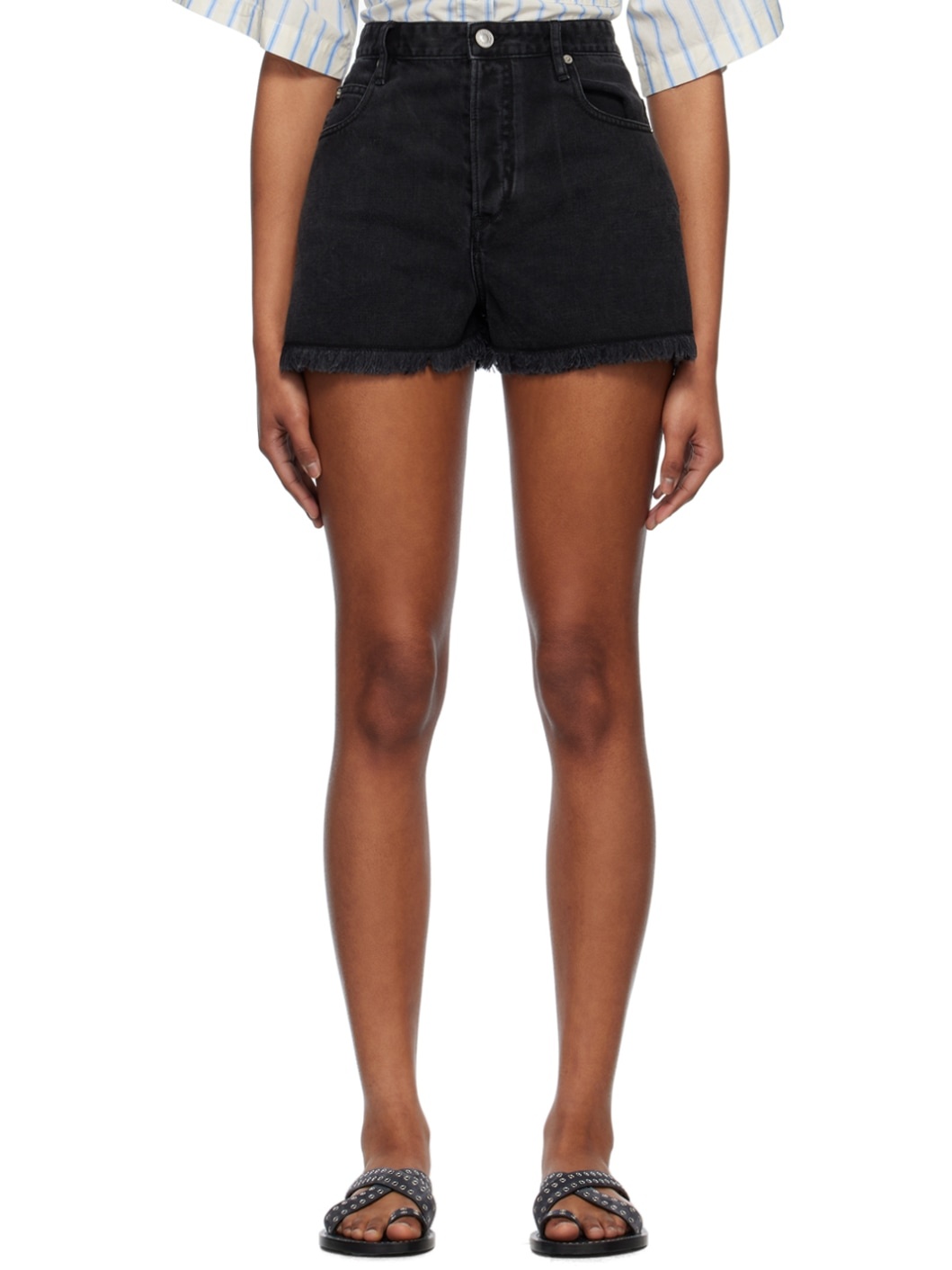 Black Lesia Denim Shorts - 1