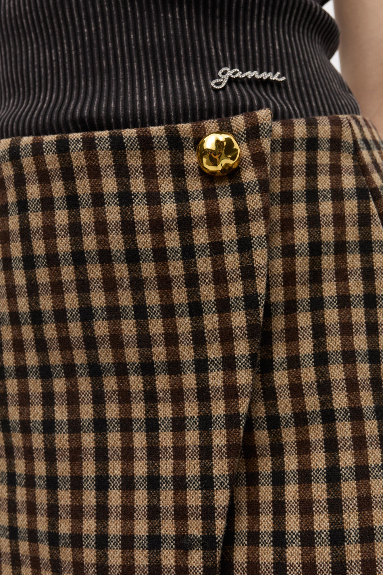 CHECK WOOL MINI SKIRT - 5