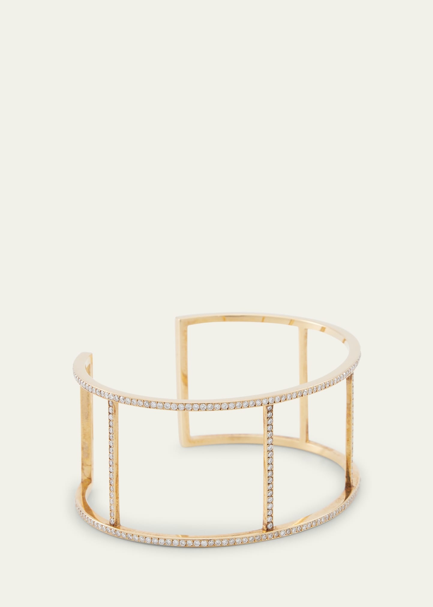 18K Yellow Gold Wire Cuff with Diamonds - 3