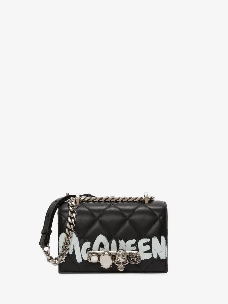 Women's Mini Jewelled Satchel in Black/white 1