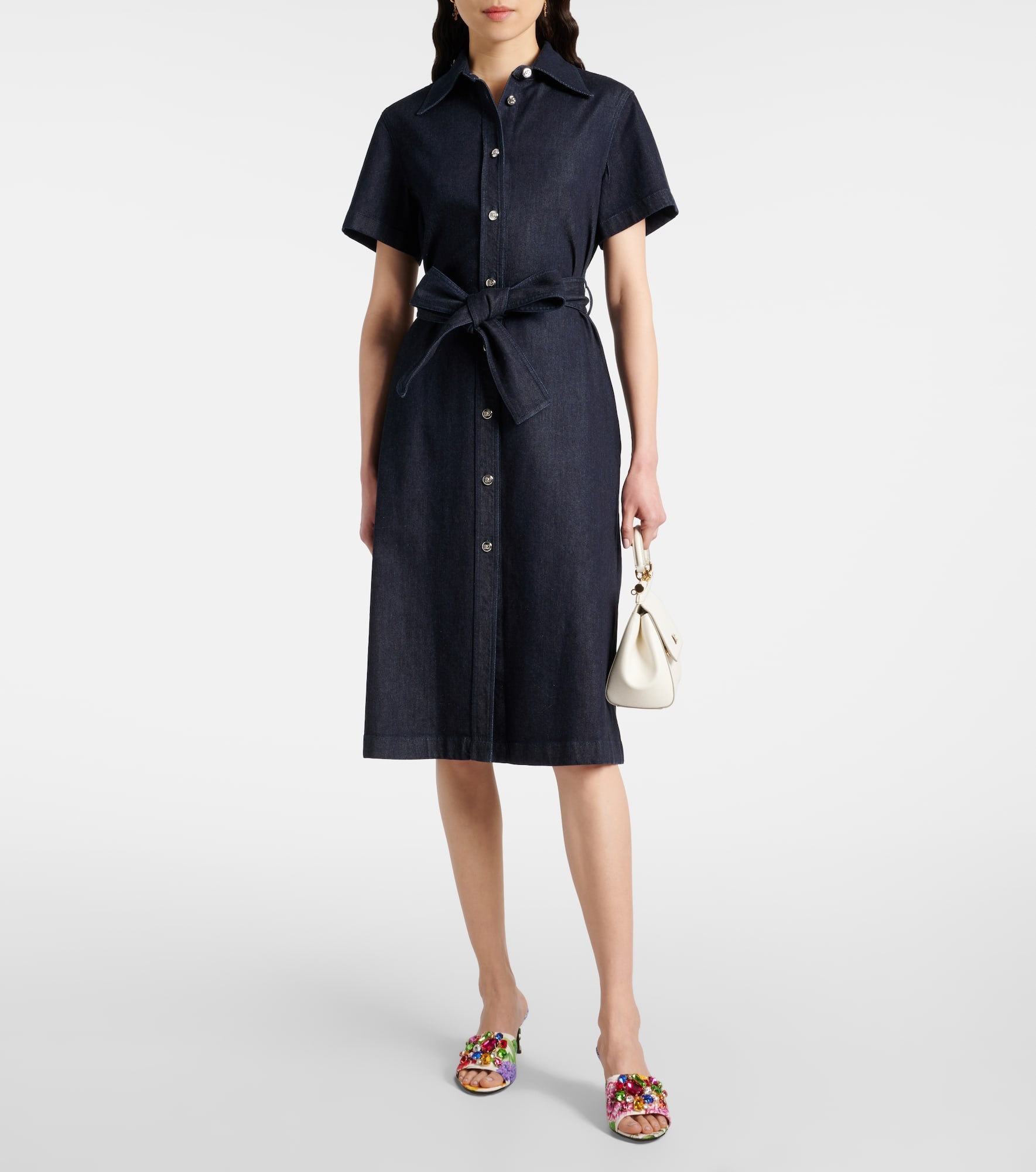 Belted denim shirt dress - 2