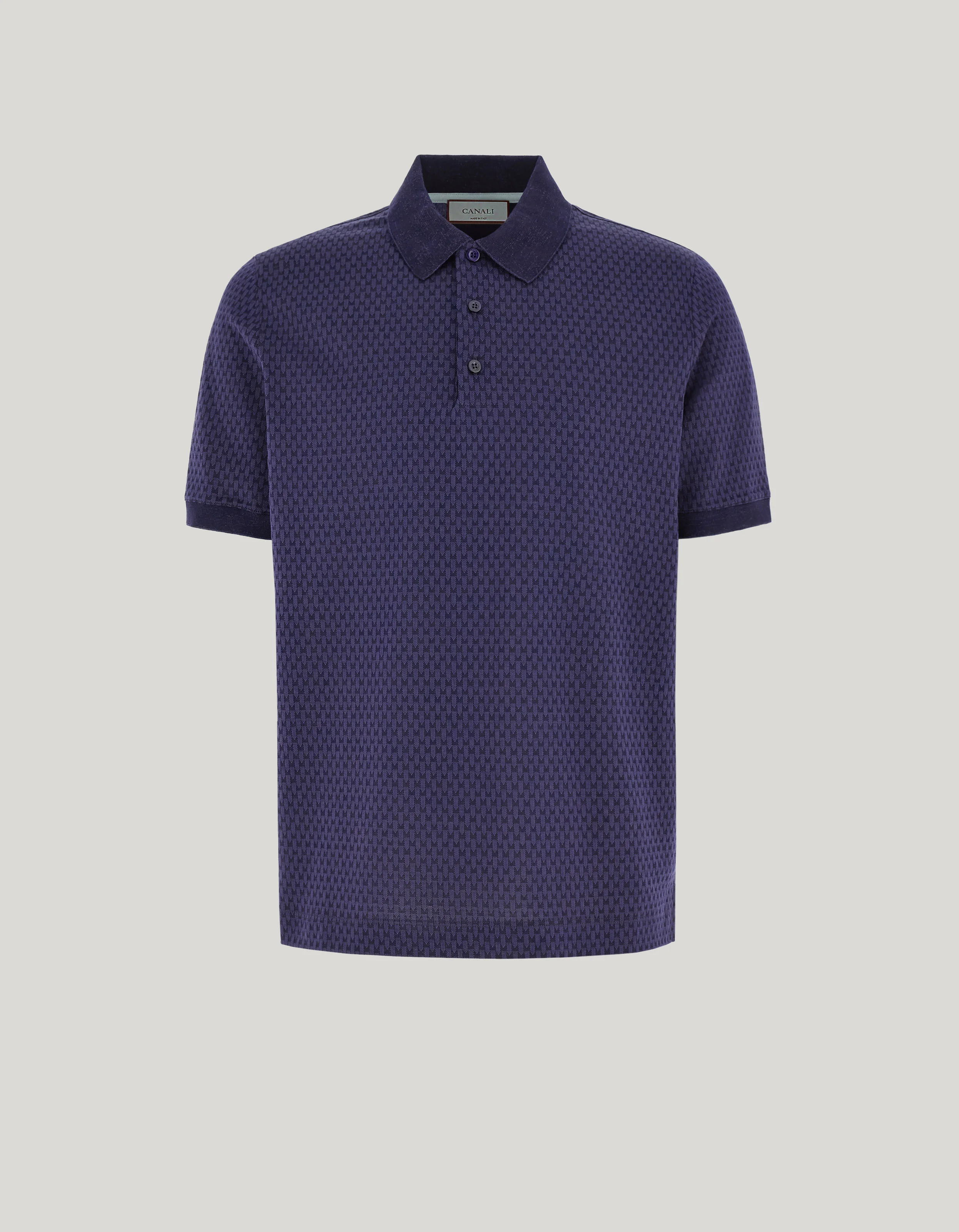 NAVY-AIR FORCE BLUE COTTON JACQUARD POLO SHIRT - 1