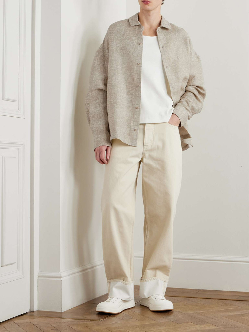 JACQUEMUS Croc-Effect Linen-Blend Overshirt outlook