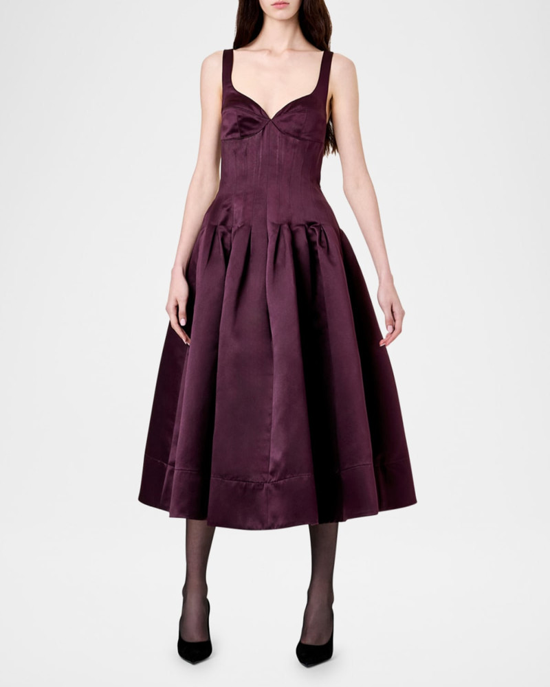 NICHOLAS Cory Sleeveless Pleated Corset Midi Dress outlook