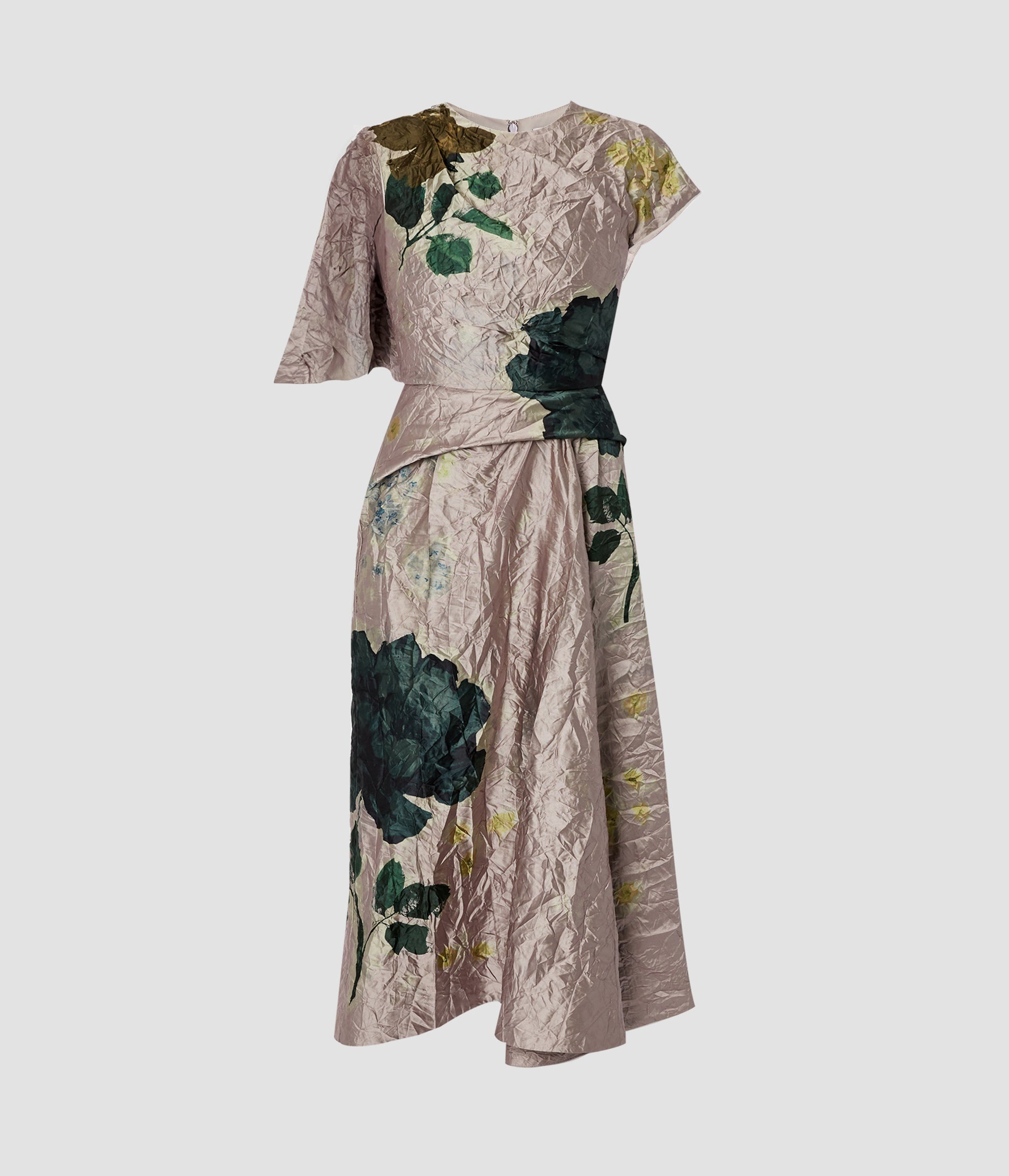 SHORT SLEEVE ASYMMETRIC MIDI DRESS - 1