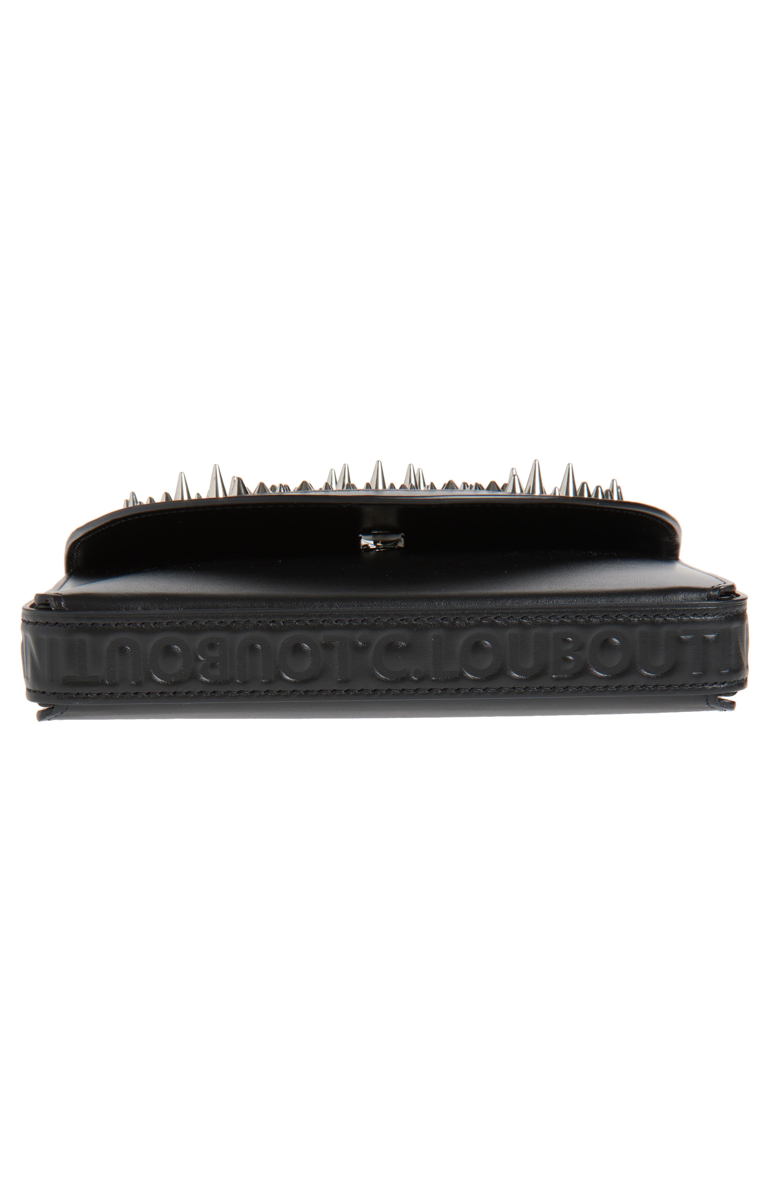 Christian Louboutin Funky Spike Leather Wallet on a Strap in Black/Silver at Nordstrom - 7