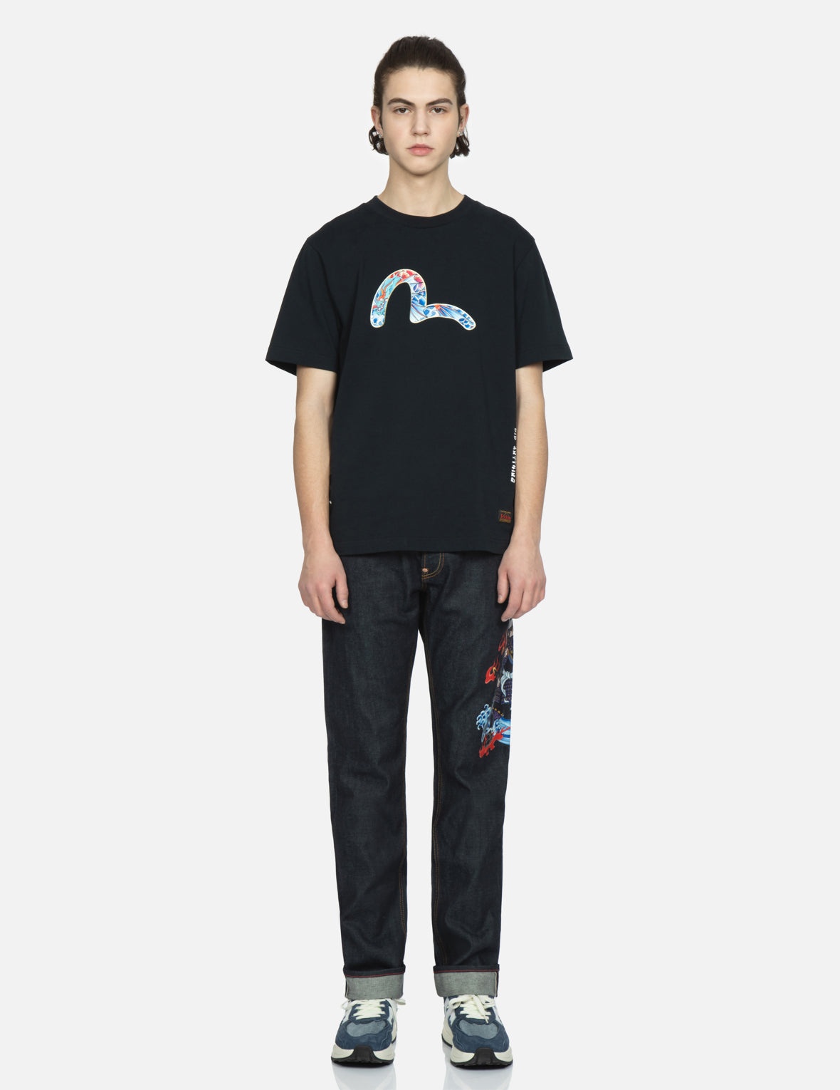 Samurai Print and Seagull Embroidery Slim-Fit Jeans #2010 - 6