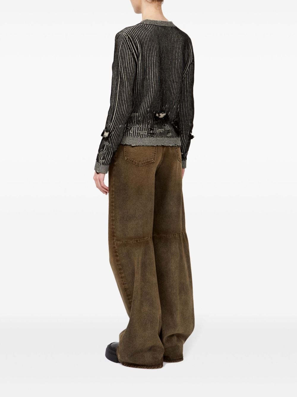 distressed-effect knitted jumper - 5