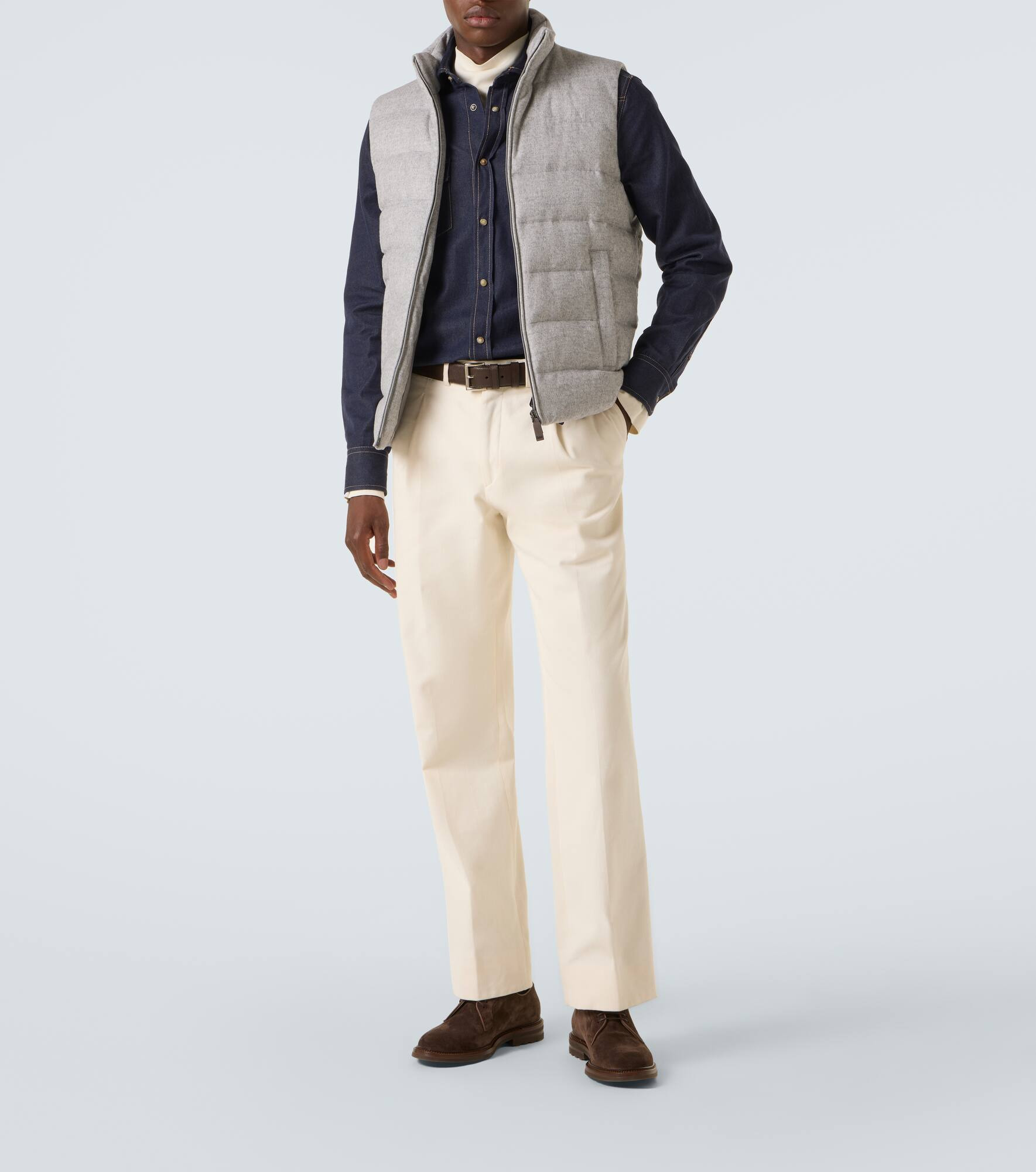 Down-paneled silk and cashmere vest - 2