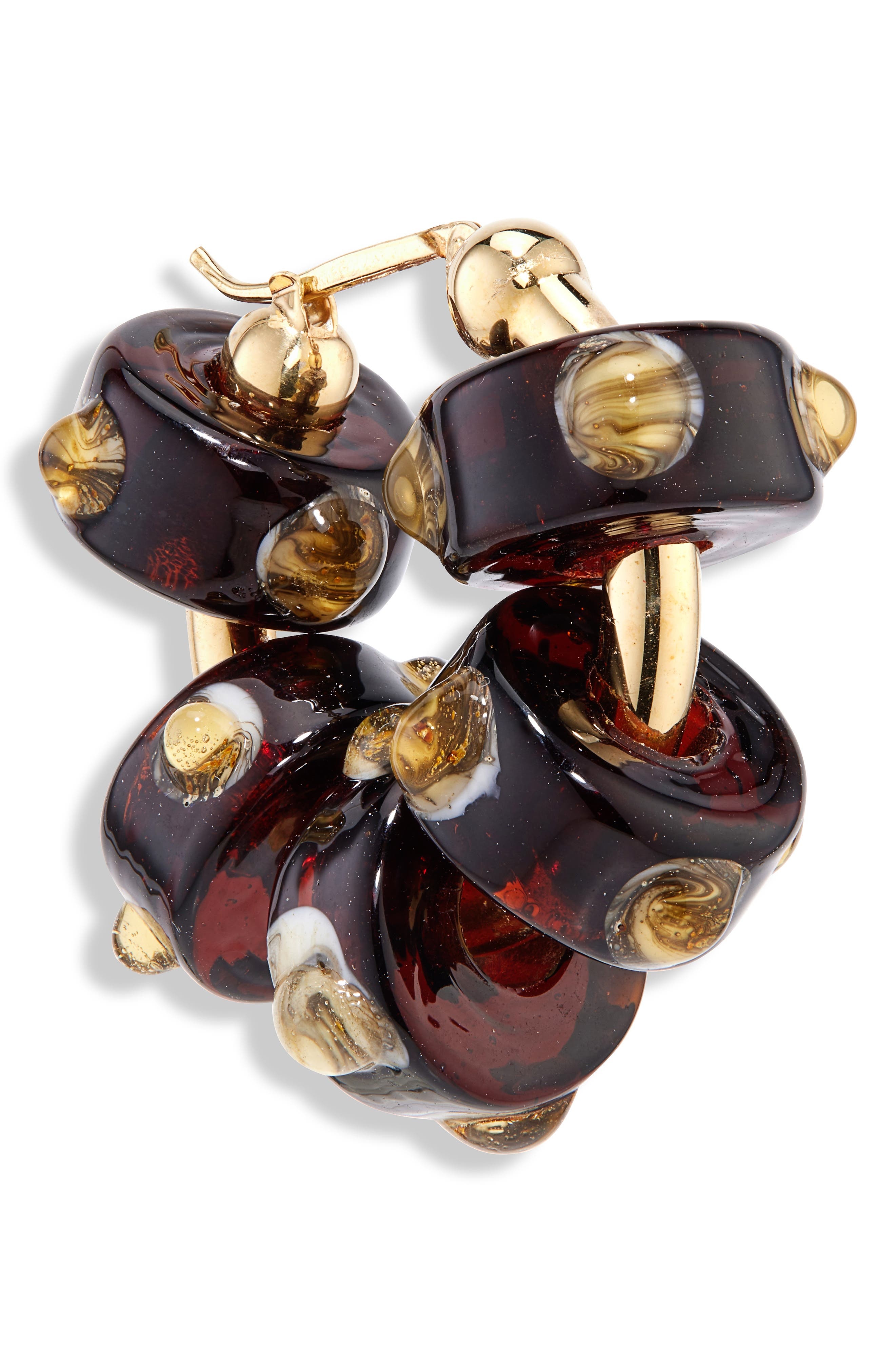 Bottega Veneta Glass Beaded Hoop Earrings in Burnt Orange/Off White at Nordstrom - 6