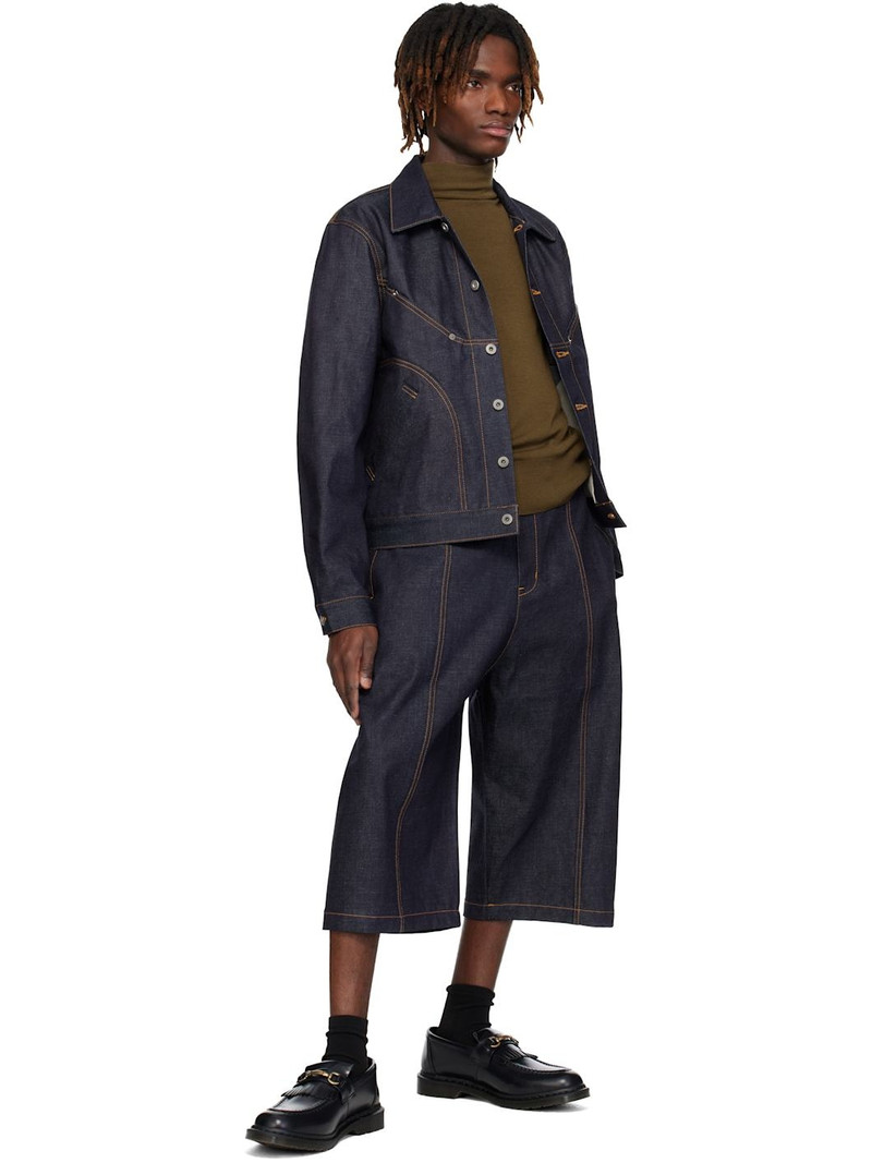 sage NATION pleated wide-leg denim shorts outlook