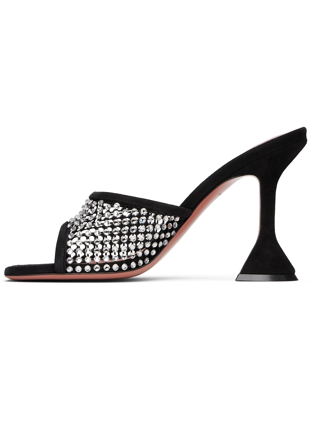 Black Lupita Crystal Net Heeled Sandals - 3