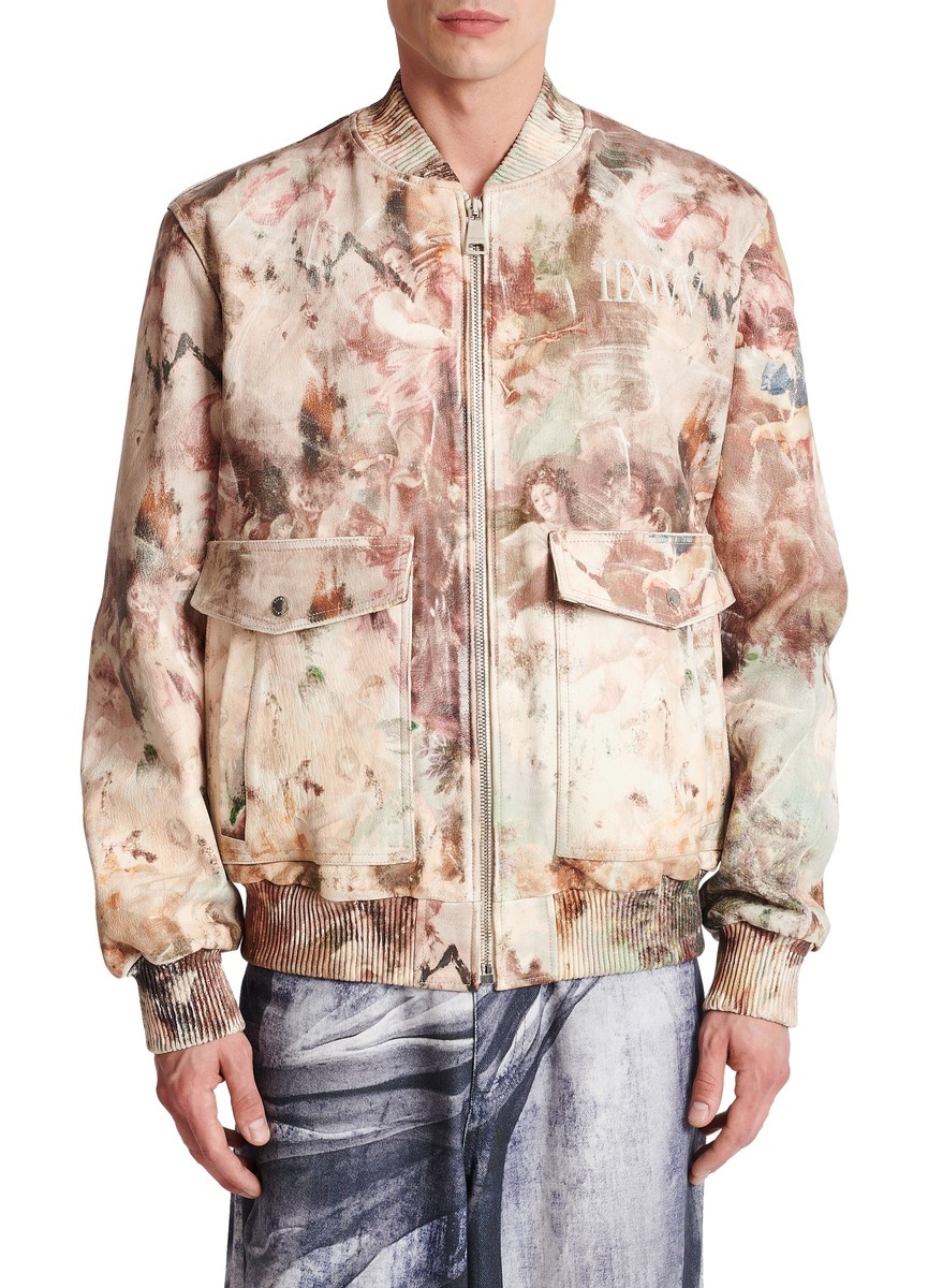 Pastel print leather bomber jacket - 2