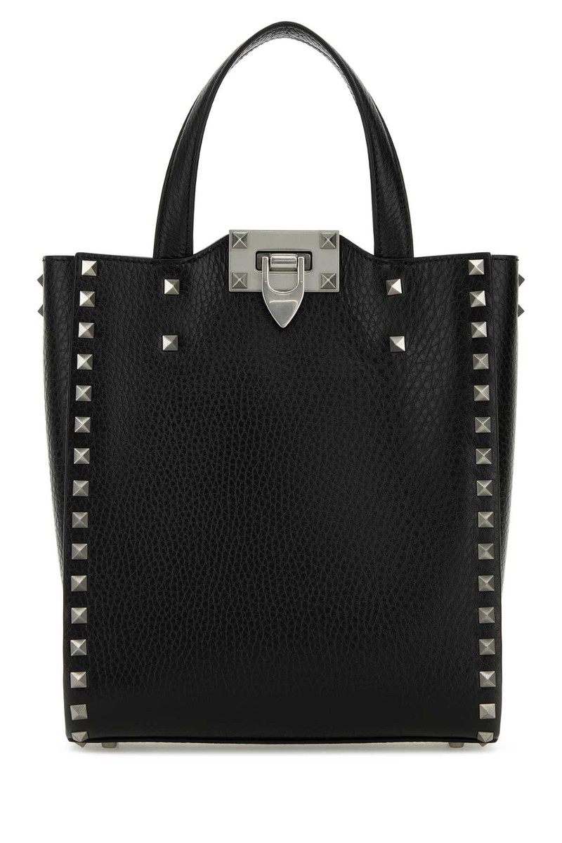Valentino Garavani Men Black Leather Rockstud Handbag - 1