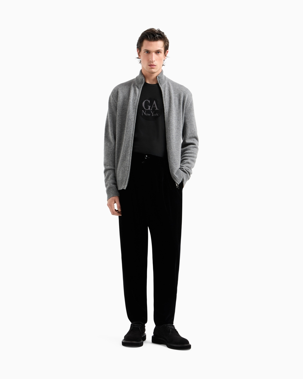 CASHMERE ZIP-UP MOCK-NECK CARDIGAN - 2