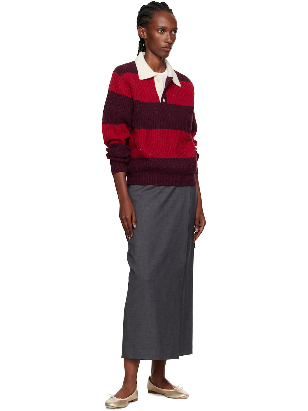 Gray Wrap Maxi Skirt - 4