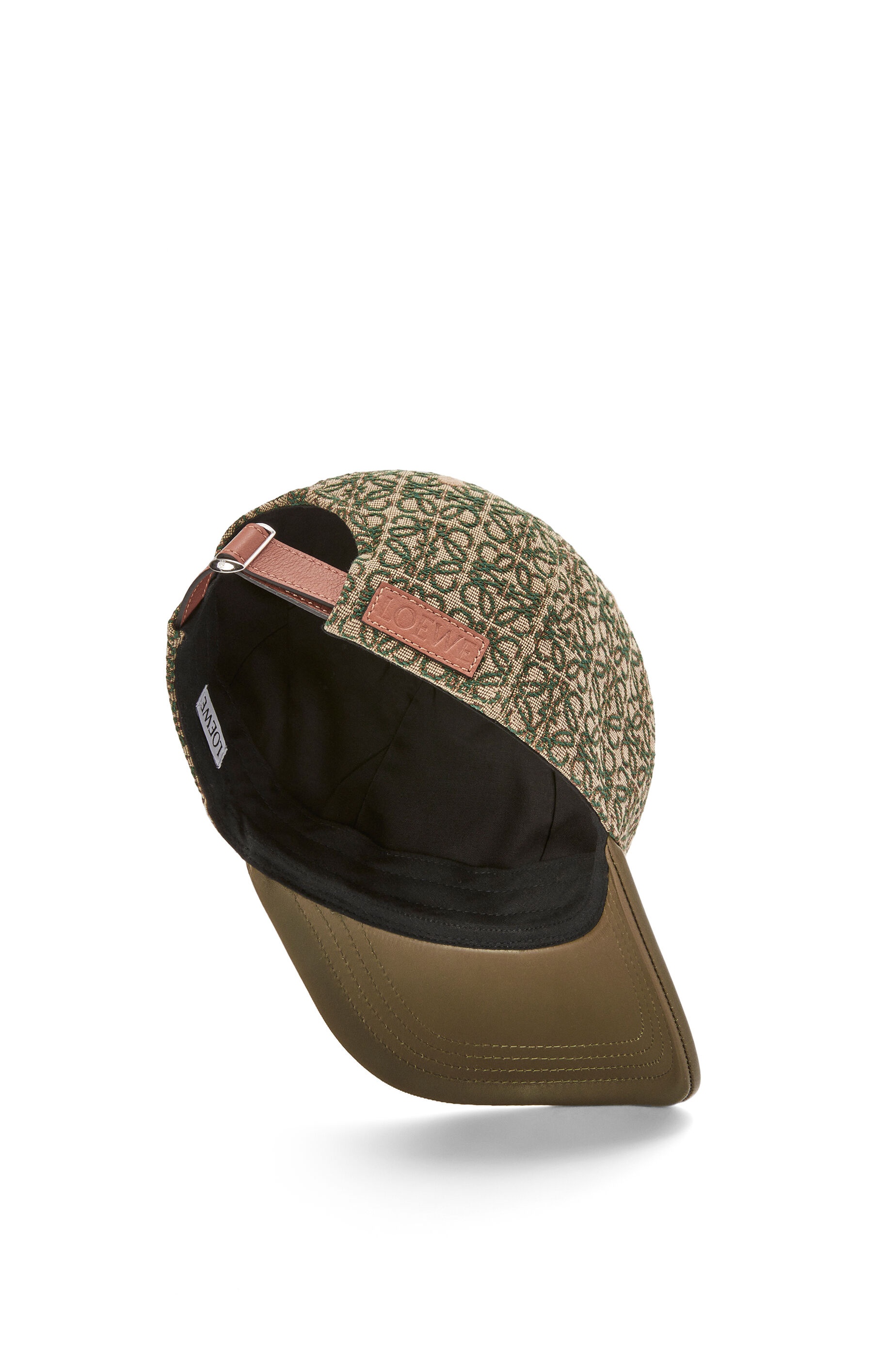 Anagram cap in jacquard and calfskin - 2