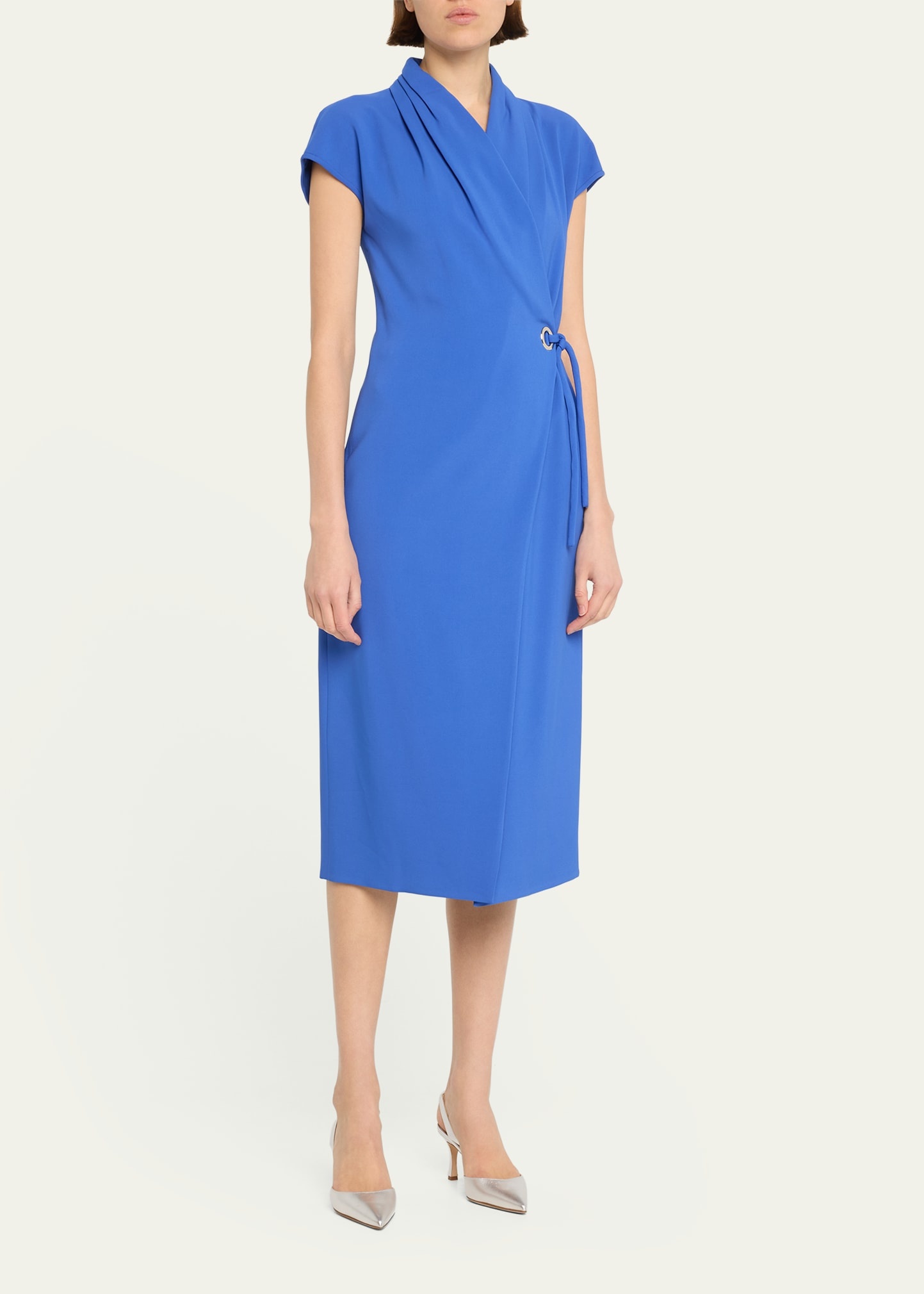Wrap Midi Dress with Tie Detail - 4