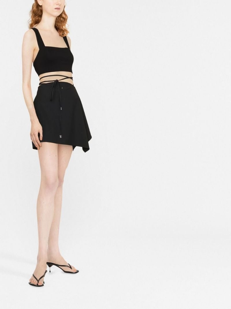 tied-waist asymmetric mini skirt - 4