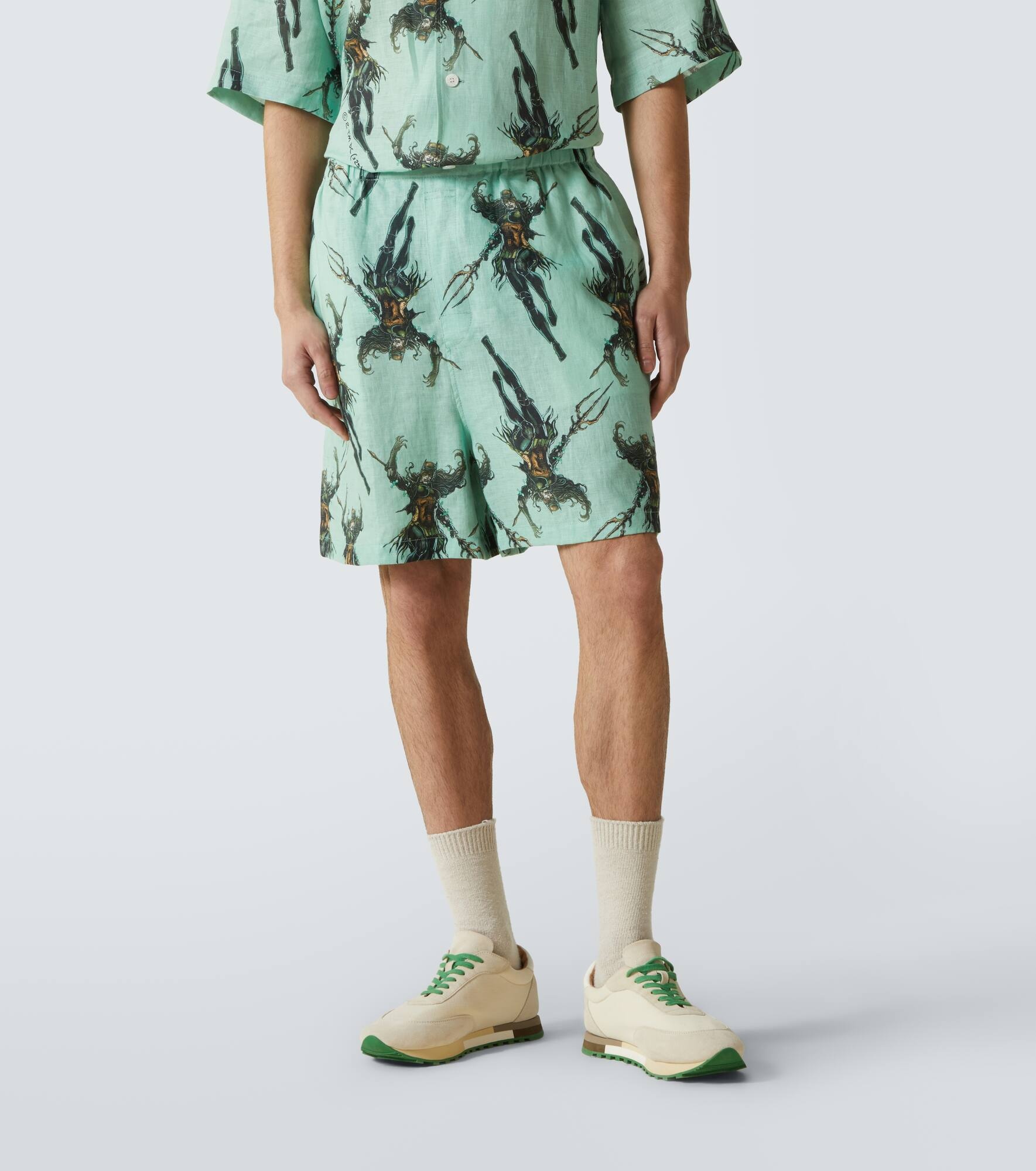 Printed linen shorts - 3