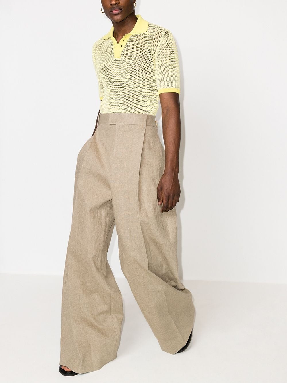 pleated front wide-leg trousers - 5