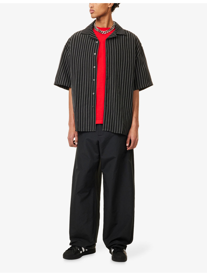 WILLY CHAVARRIA Striped Short-Sleeve Linen-Blend Shirt outlook