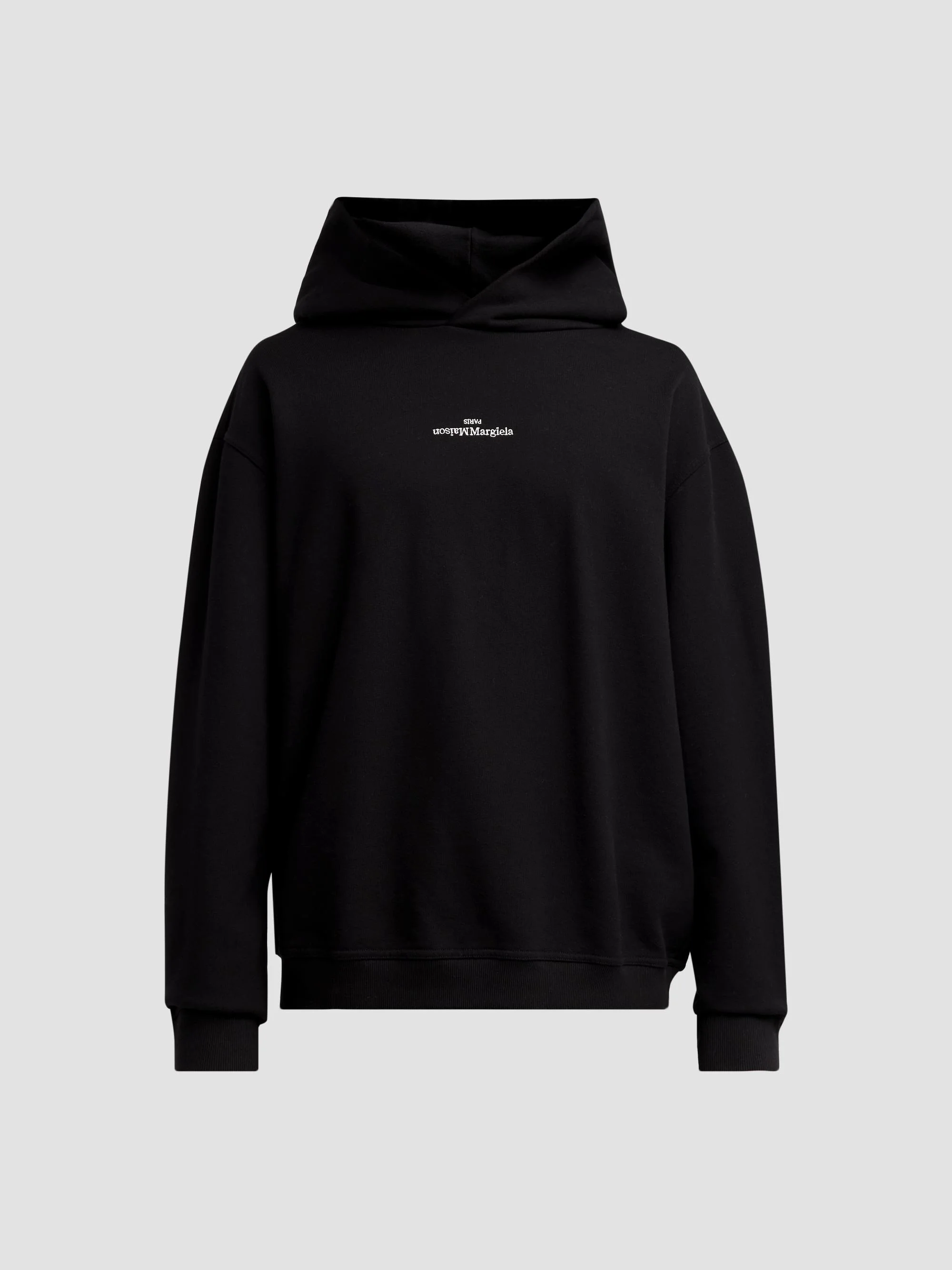 Men's Reversed Logo Cotton Hoodie - Black - 1