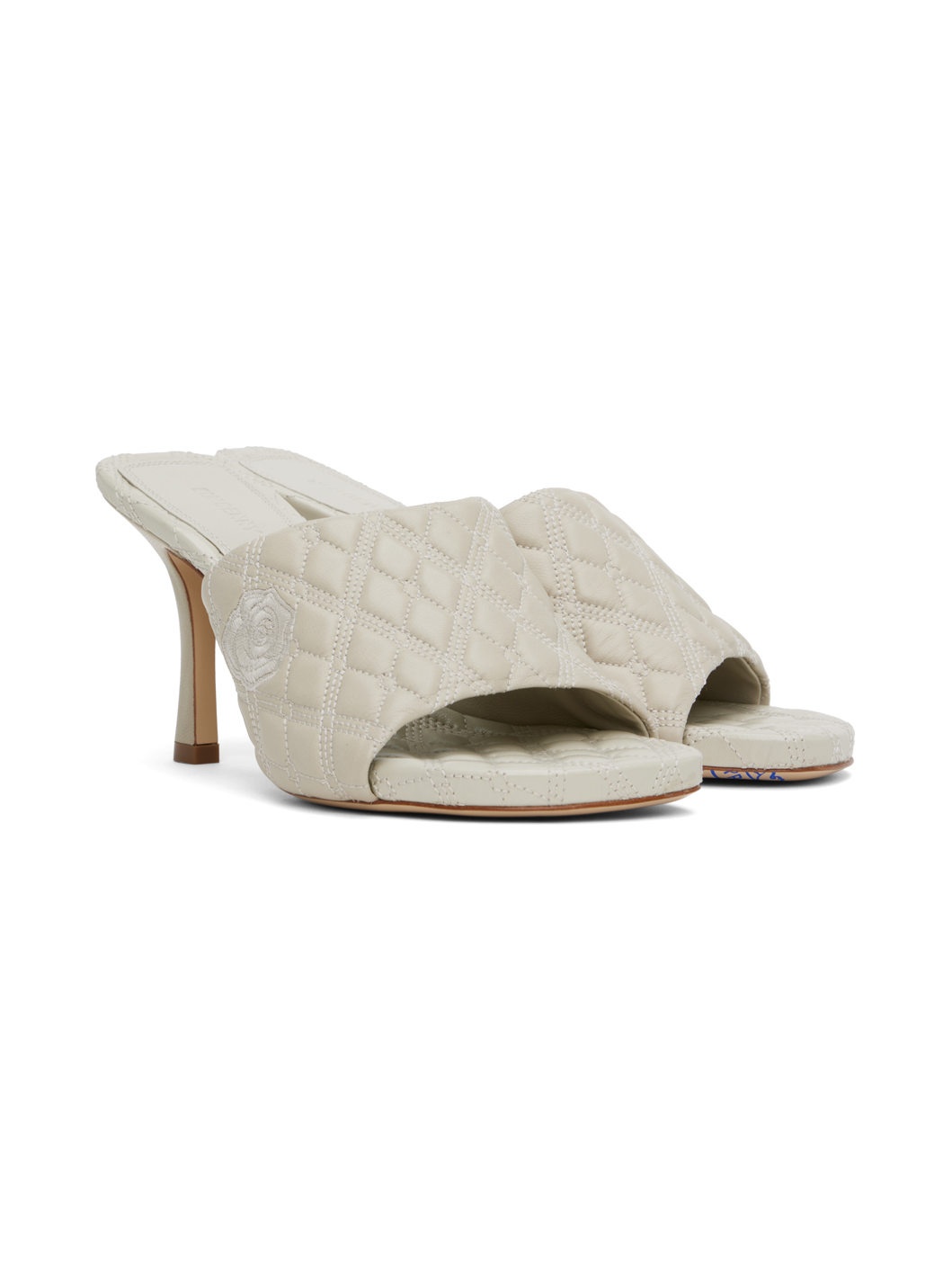 Off-White Leather Quilt Heeled Sandals - 4
