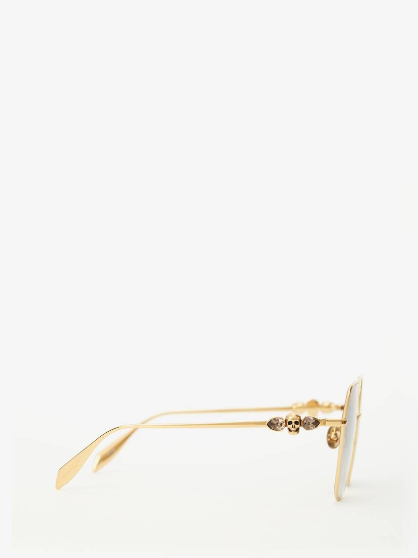 Skull Droplets Metal Sunglasses in Gold - 2