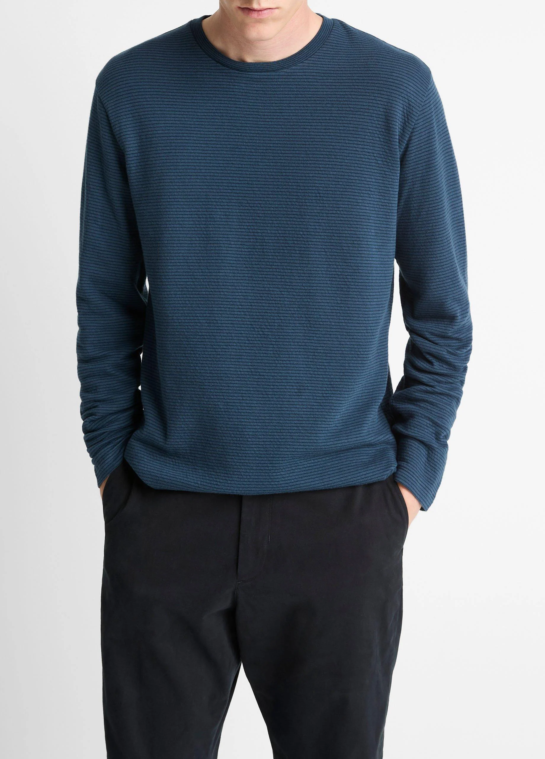 Striped Double-Knit Pima Cotton Long-Sleeve T-Shirt - 1