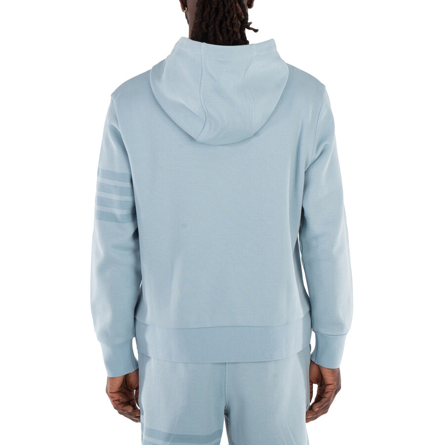 Thom Browne 4 Bar Double Face Knit Hoodie Light Blue - 3