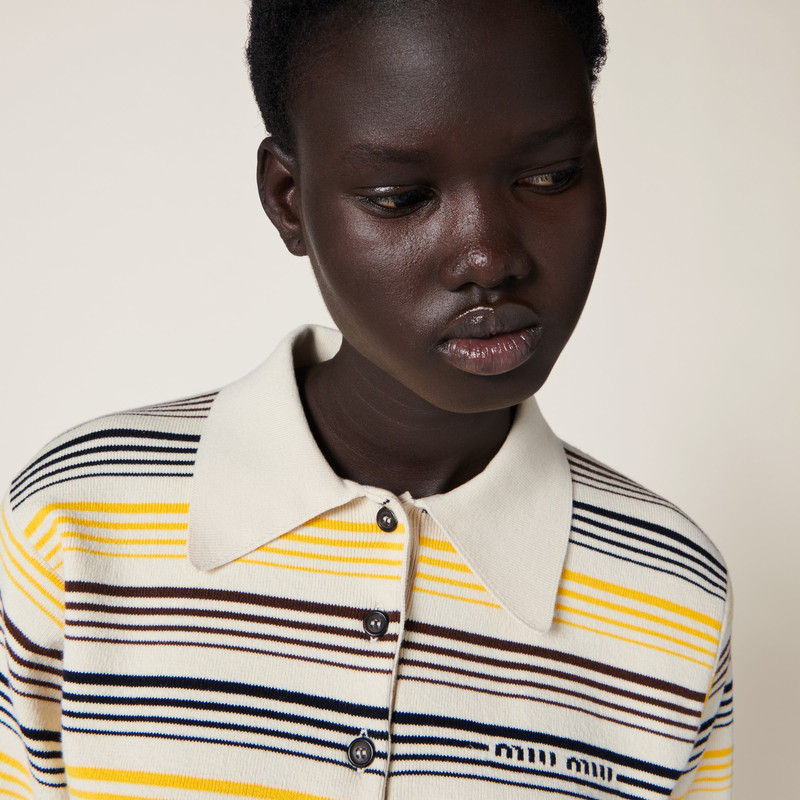 Miu Miu Cotton knit polo shirt outlook