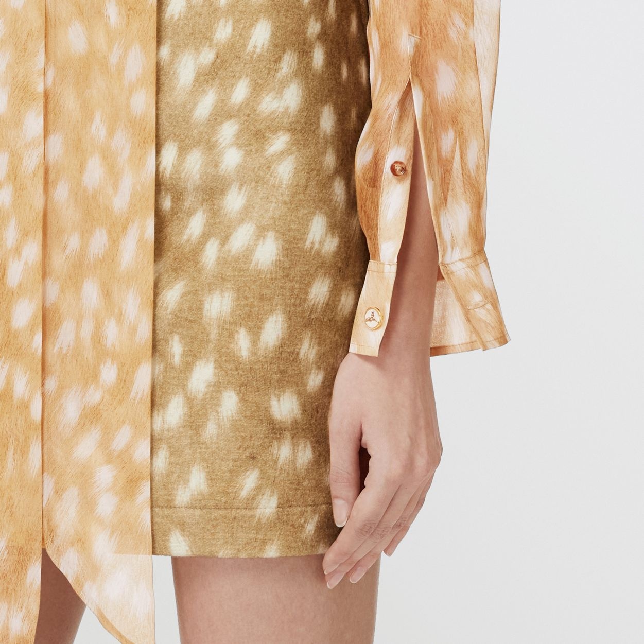 Deer Print Silk Tie-neck Blouse - 5