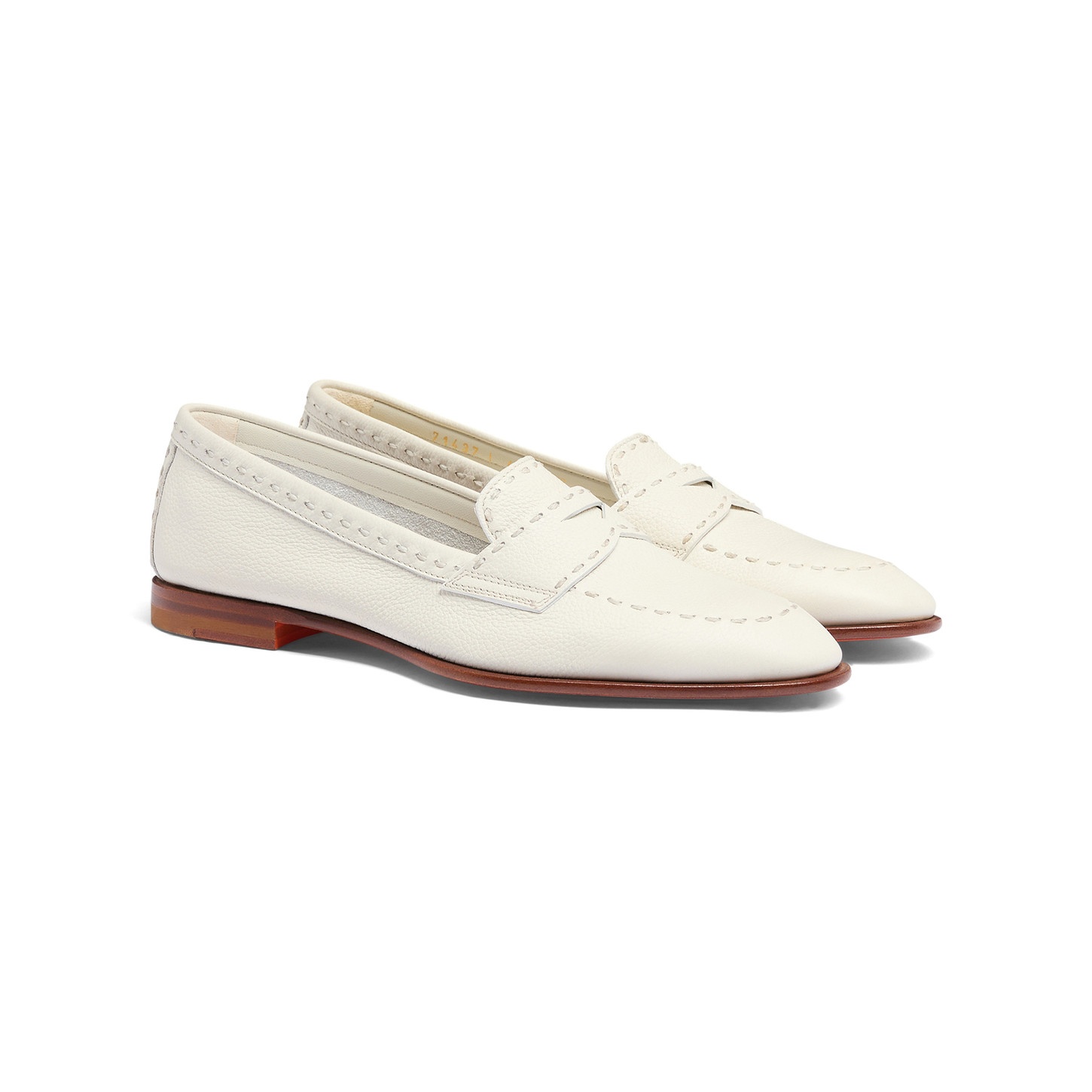 Women's white tumbled leather penny loafer - 3