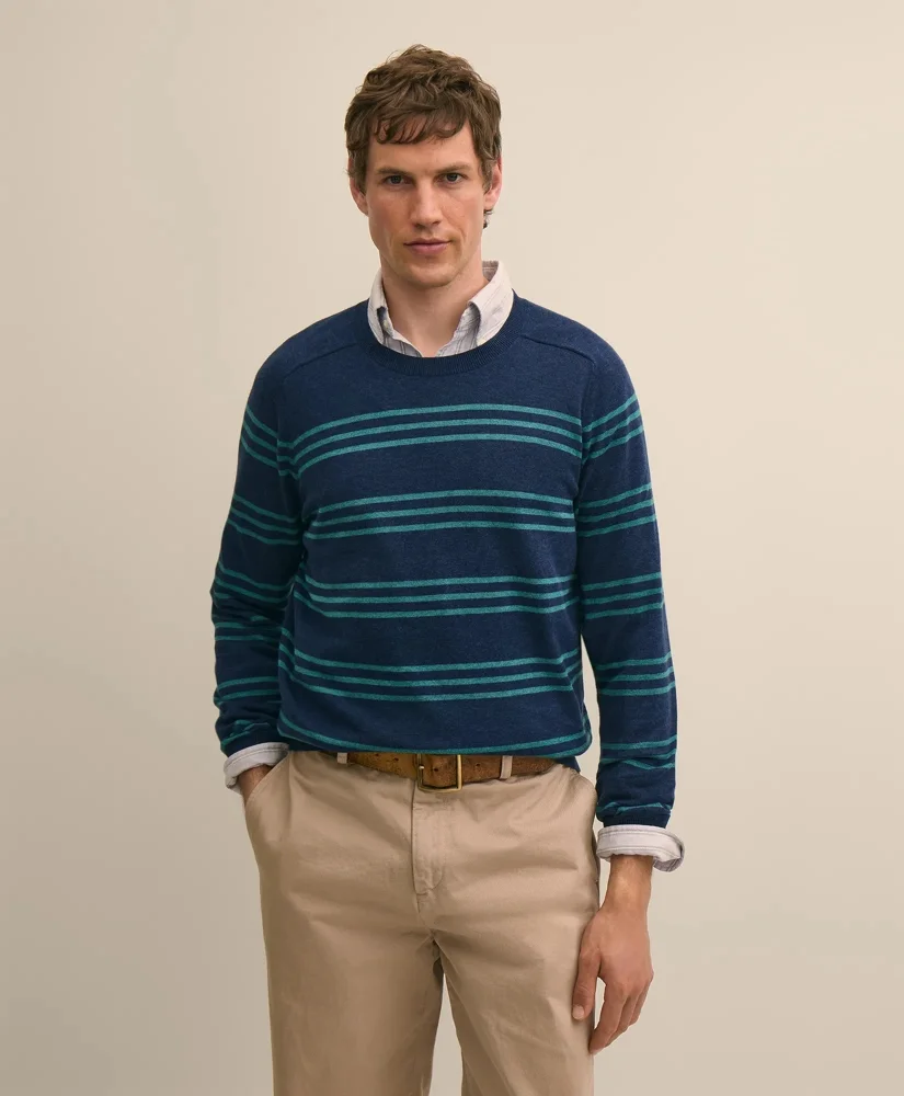 Supima® Cotton Heathered Stripe Sweater - 1