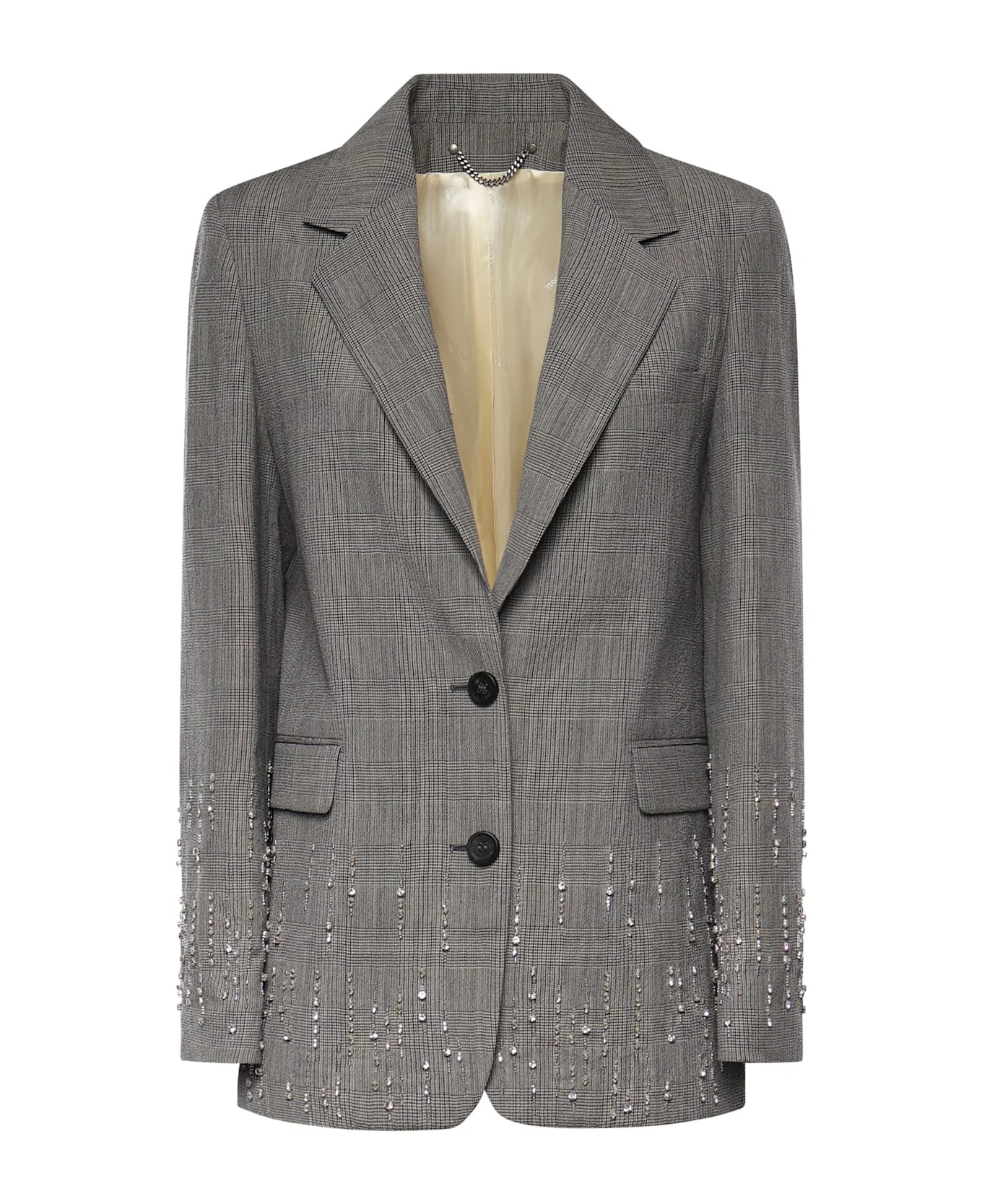 Prince Of Wales Check Jacket With Crystals - 1