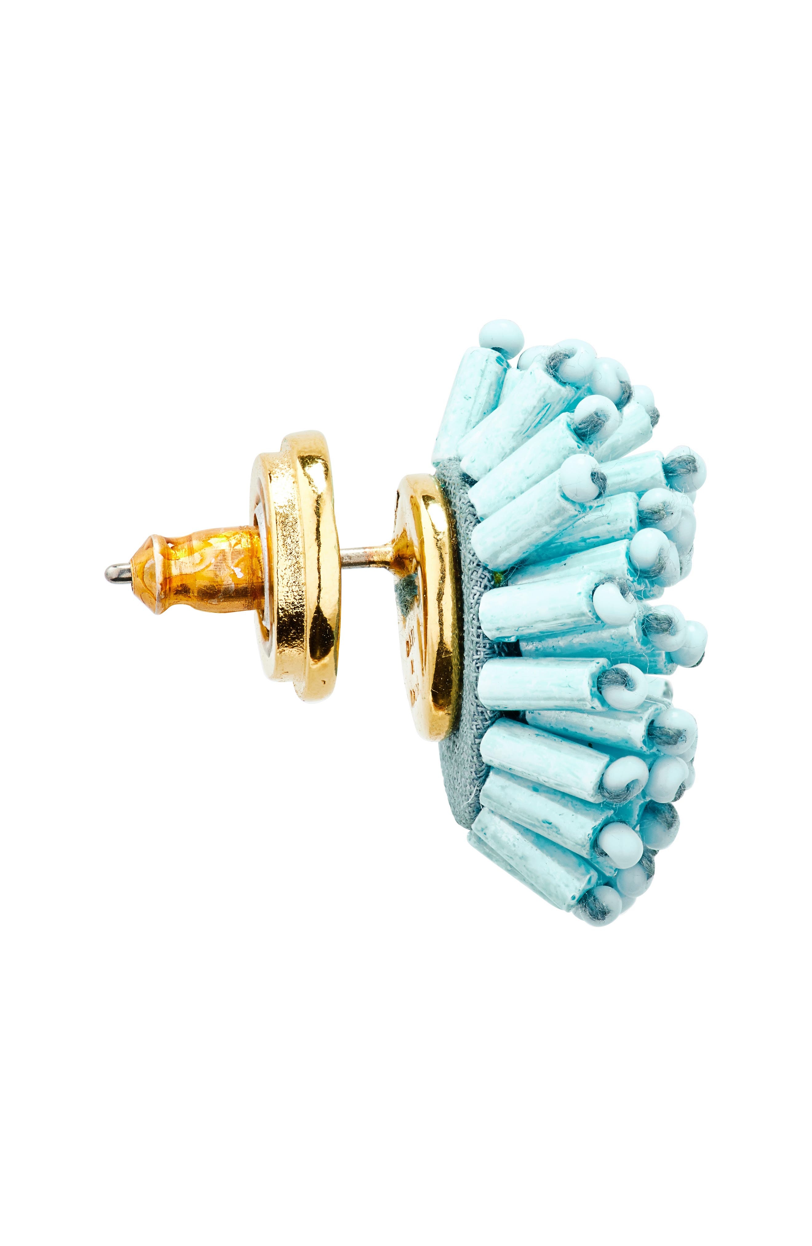 Oscar de la Renta Beaded Pompom Flower Earrings in Blue at Nordstrom - 5